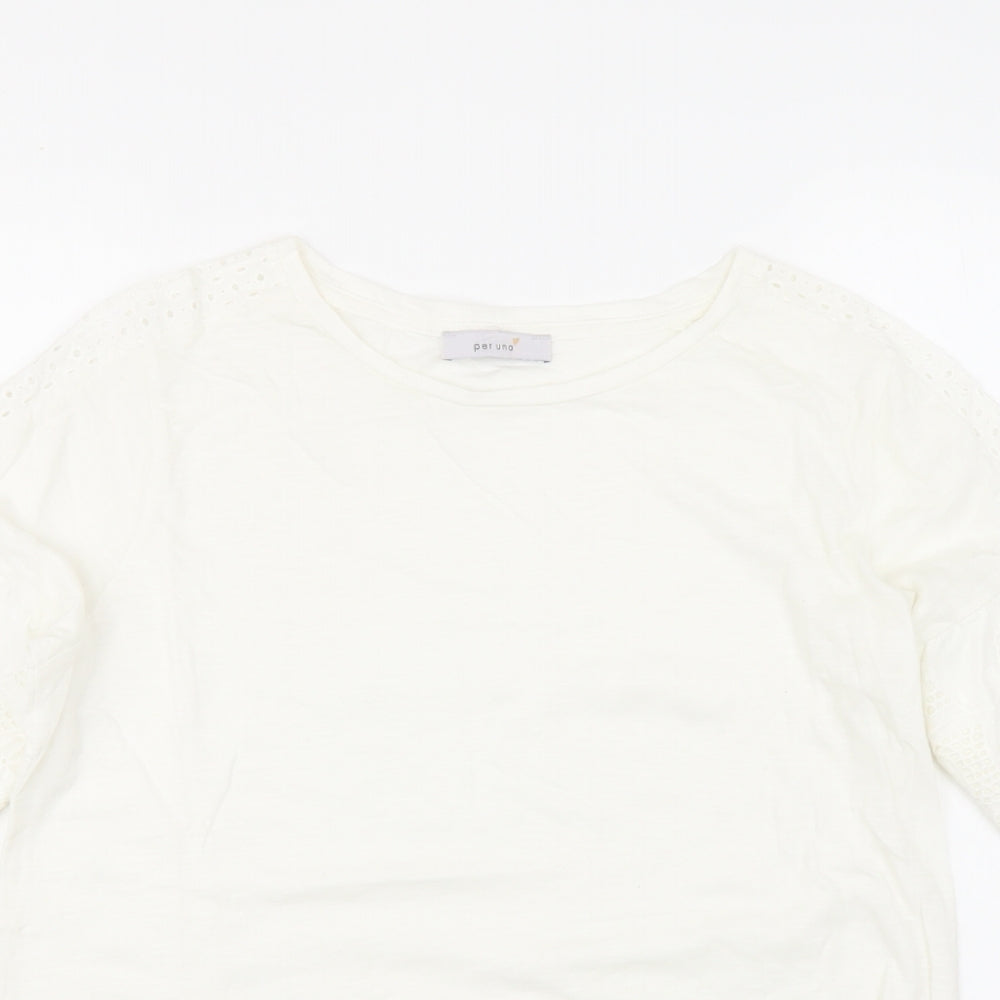 Per Una Womens White 100% Cotton Basic T-Shirt Size 14 Round Neck