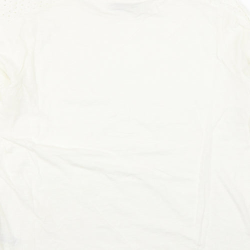 Per Una Womens White 100% Cotton Basic T-Shirt Size 14 Round Neck