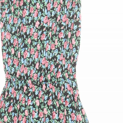 By Henry Holland Womens Black Floral Polyester A-Line Size 6 Round Neck Pullover - Crotchet Detail