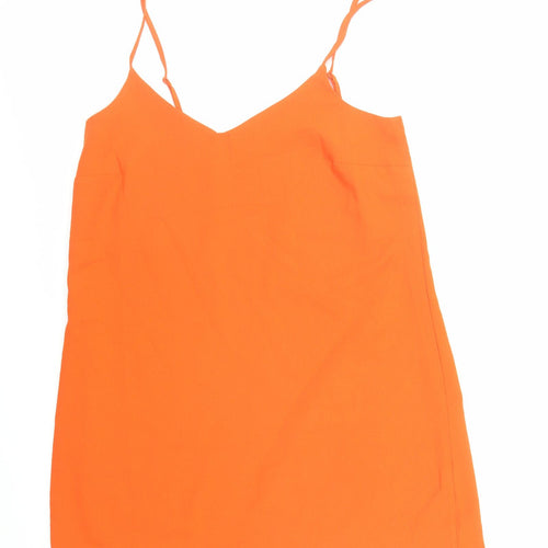 Missguided Womens Orange Polyester Slip Dress Size 10 V-Neck Pullover