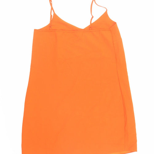 Missguided Womens Orange Polyester Slip Dress Size 10 V-Neck Pullover
