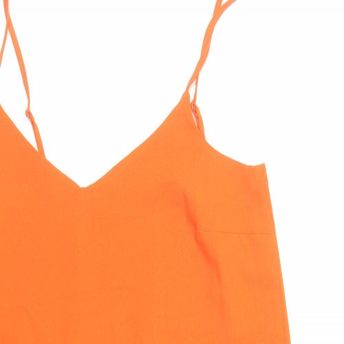 Missguided Womens Orange Polyester Slip Dress Size 10 V-Neck Pullover