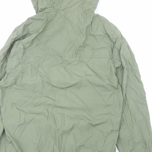 Bershka Mens Green Jacket Size M Zip - Hooded Pockets