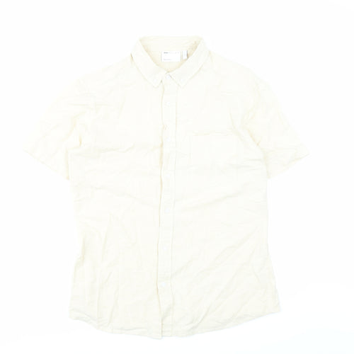 ASOS Mens Beige Cotton Button-Up Size M Collared Button
