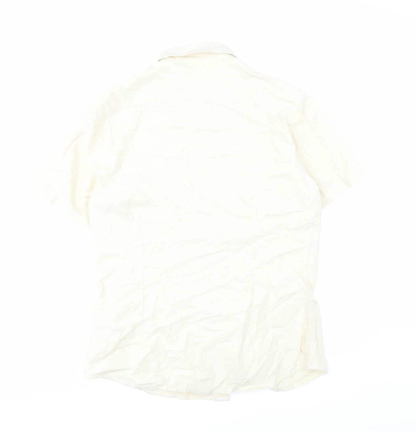 ASOS Mens Beige Cotton Button-Up Size M Collared Button