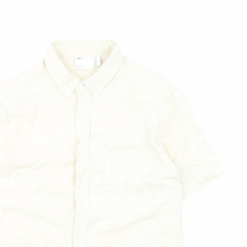 ASOS Mens Beige Cotton Button-Up Size M Collared Button