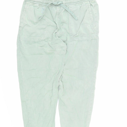 Zara Womens Green Lyocell Carrot Trousers Size M L22 in Regular Drawstring - Elasticated Waist