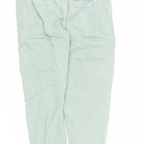 Zara Womens Green Lyocell Carrot Trousers Size M L22 in Regular Drawstring - Elasticated Waist