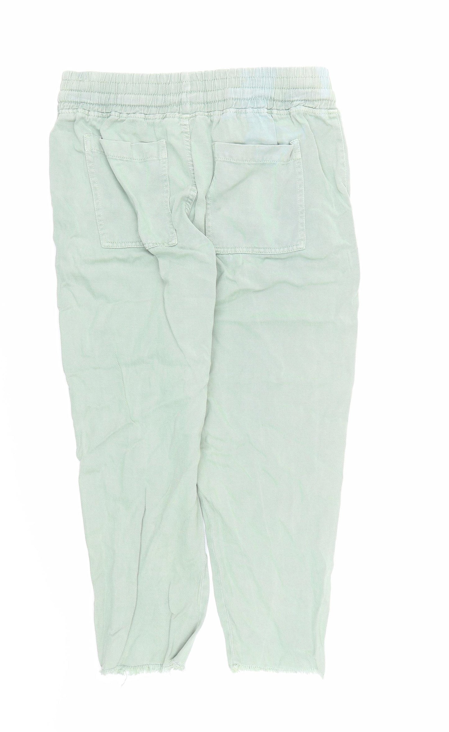 Zara Womens Green Lyocell Carrot Trousers Size M L22 in Regular Drawstring - Elasticated Waist