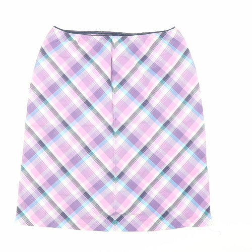 Divided by H&M Womens Purple Plaid Cotton A-Line Skirt Size M - Elasticated Waist
