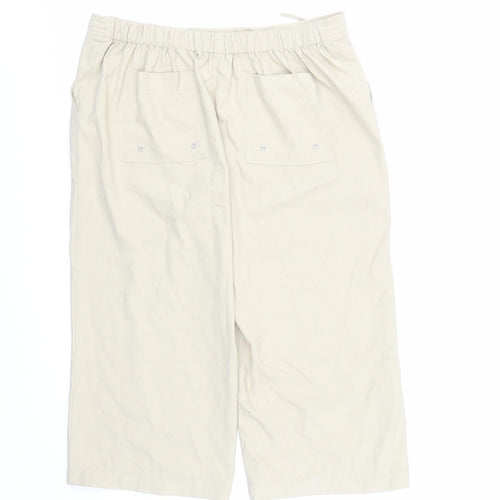 Etam Womens Beige Polyester Cropped Trousers Size 10 L20 in Regular Drawstring - Elasticated Waist