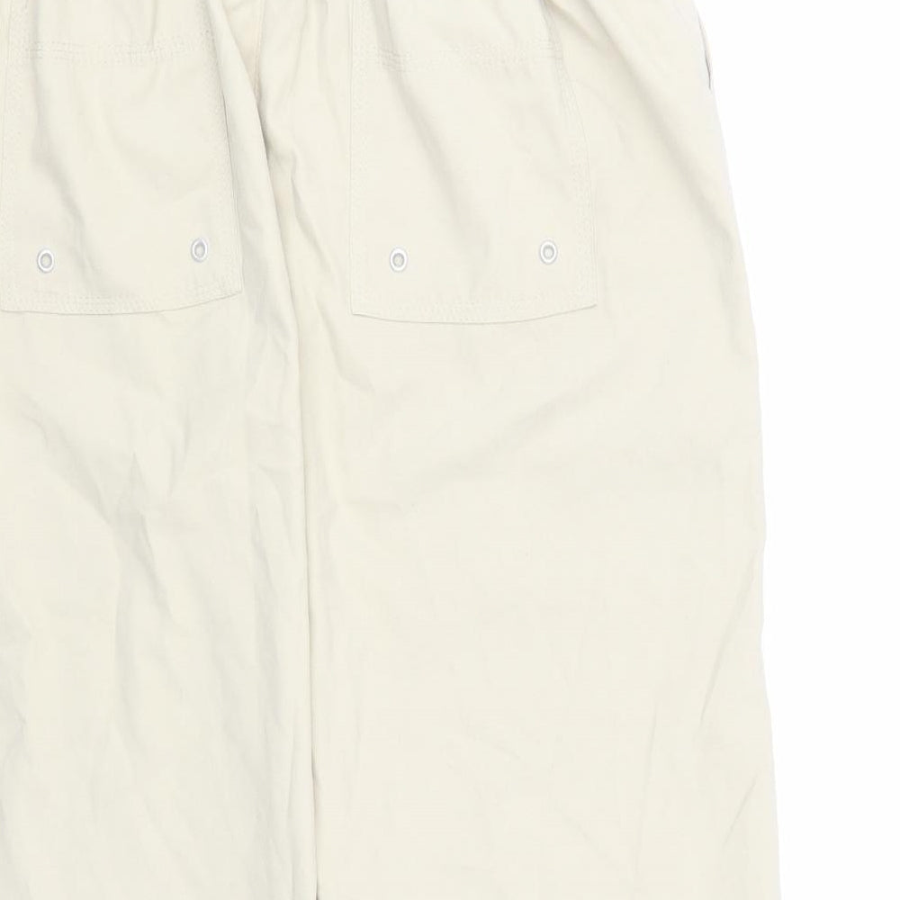 Etam Womens Beige Polyester Cropped Trousers Size 10 L20 in Regular Drawstring - Elasticated Waist