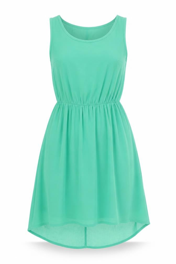 Front view of Divided by H&M women’s green polyester fit & flare, size UK 8, round neck pullover