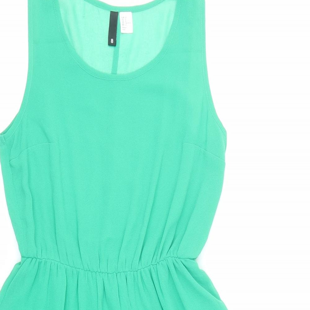 Divided by H&M Womens Green Polyester Fit & Flare Size 8 Round Neck Pullover