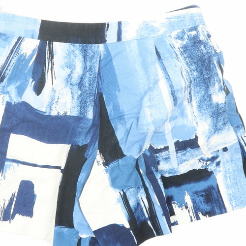 David Lawrence Womens Blue Geometric Cotton Basic Shorts Size 6 L6 in Regular Zip - Pockets