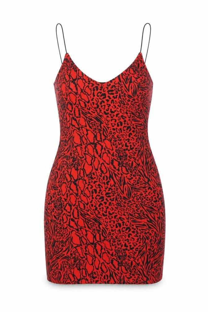 Divided by H&M Womens Red Animal Print Polyester Mini Size S V-Neck Pullover - Leopard Pattern