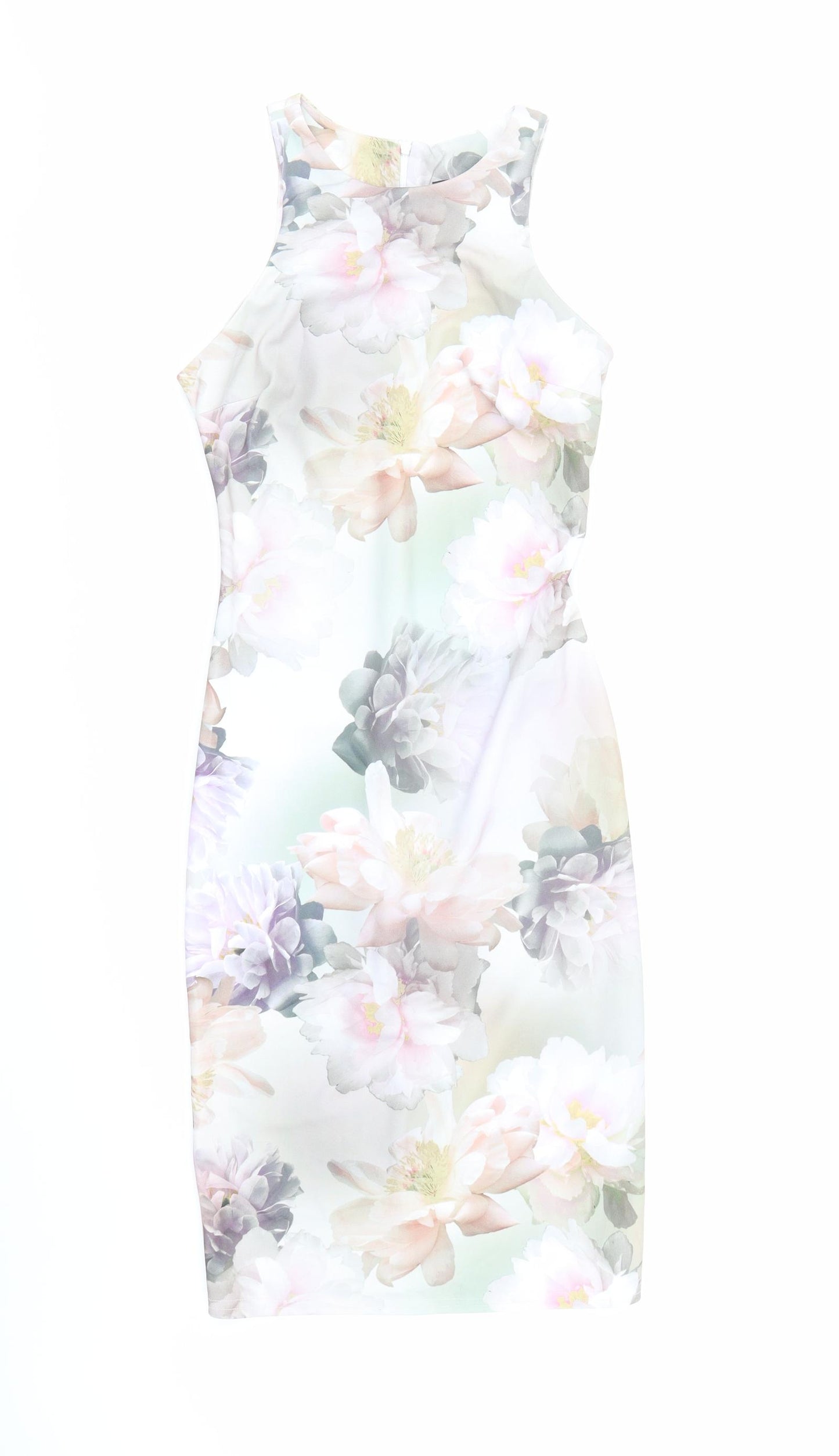 New Look Womens Multicoloured Floral Polyester Bodycon Size 8 Round Neck Zip