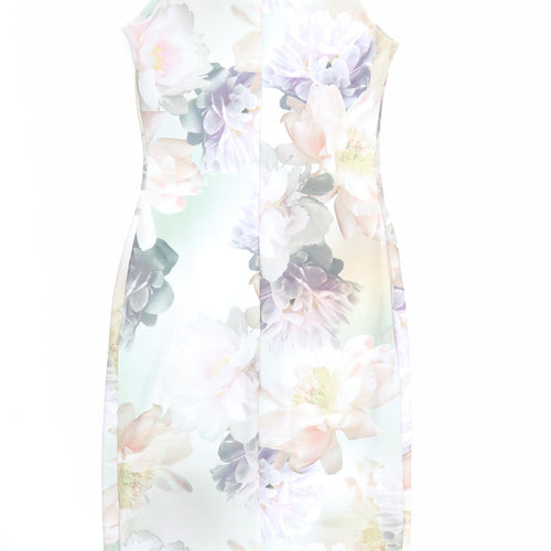 New Look Womens Multicoloured Floral Polyester Bodycon Size 8 Round Neck Zip