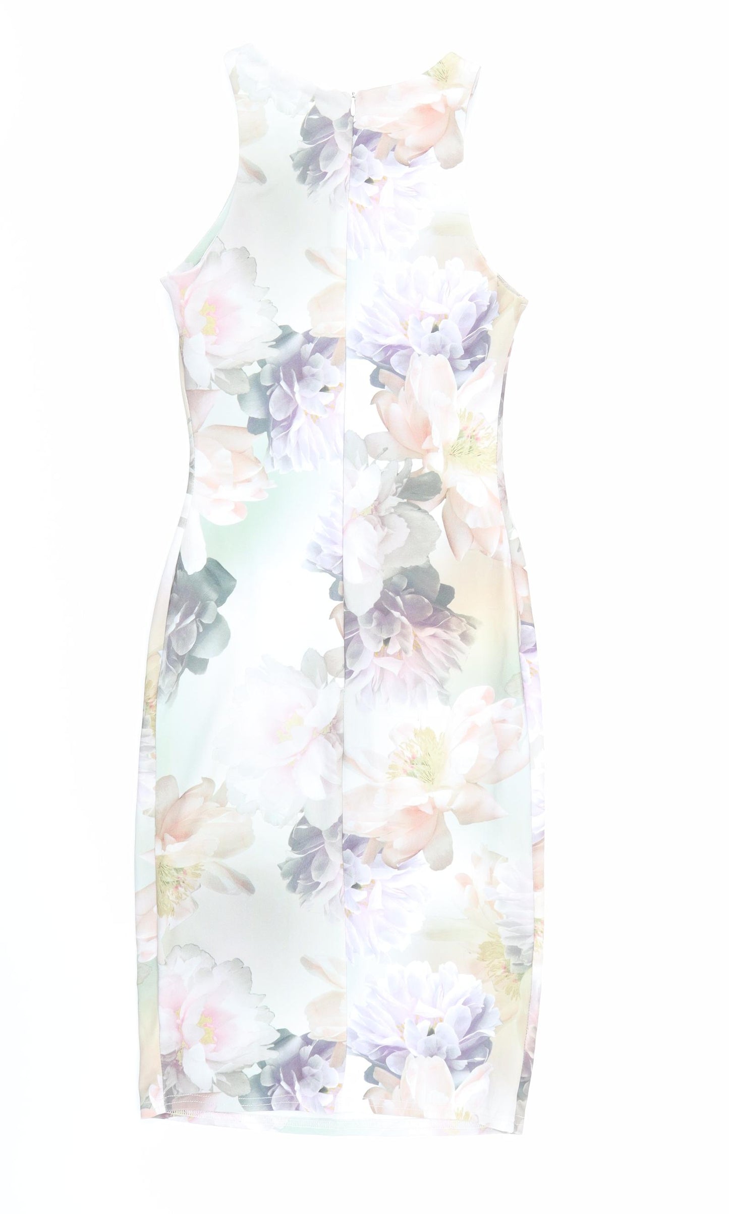 New Look Womens Multicoloured Floral Polyester Bodycon Size 8 Round Neck Zip