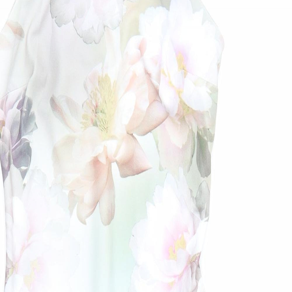 New Look Womens Multicoloured Floral Polyester Bodycon Size 8 Round Neck Zip