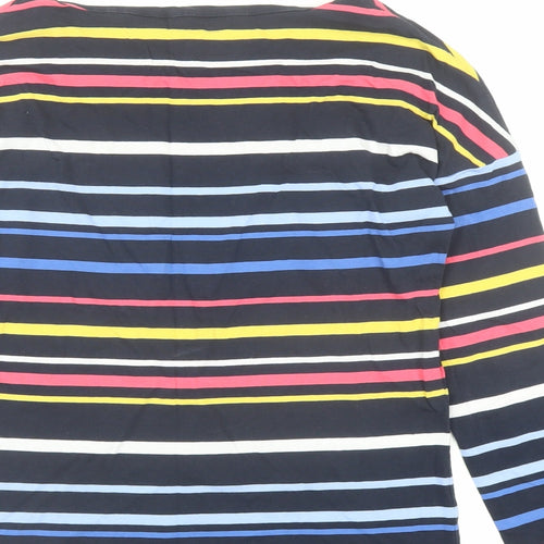 John Lewis Womens Blue Striped 100% Cotton Basic T-Shirt Size 8 Boat Neck