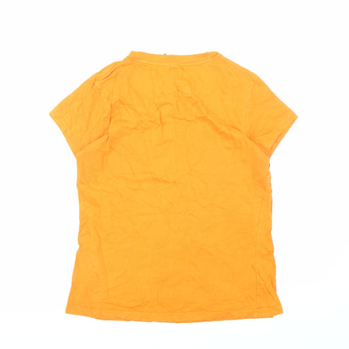 Divided by H&M Womens Orange 100% Cotton Basic T-Shirt Size 14 Crew Neck