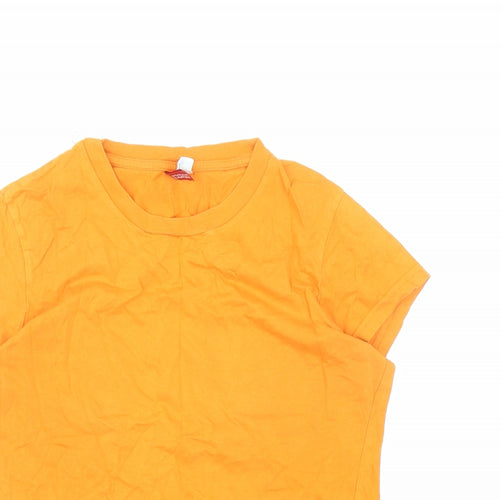 Divided by H&M Womens Orange 100% Cotton Basic T-Shirt Size 14 Crew Neck