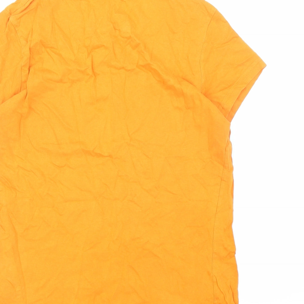 Divided by H&M Womens Orange 100% Cotton Basic T-Shirt Size 14 Crew Neck
