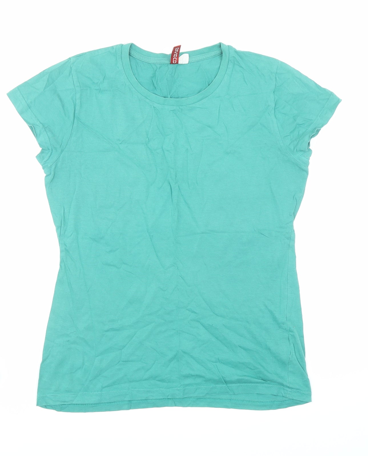 Divided by H&M Womens Green 100% Cotton Basic T-Shirt Size 10 Crew Neck