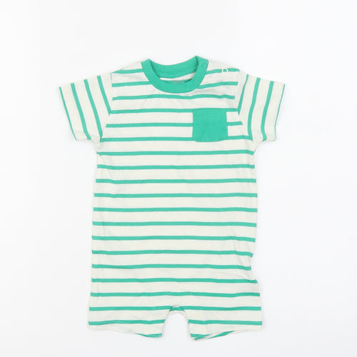 Marks and Spencer Baby White Striped Cotton Babygrow One-Piece Size 3-6 Months Snap