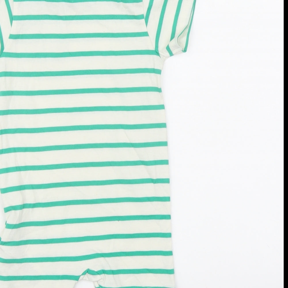 Marks and Spencer Baby White Striped Cotton Babygrow One-Piece Size 3-6 Months Snap