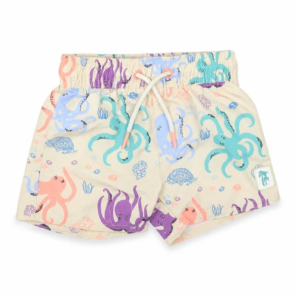 Marks and Spencer Boys Beige Geometric Polyester Sweatpants Trousers Size 3-6 Months Drawstring - Elasticated Waist Swim Shorts Octopus Pattern