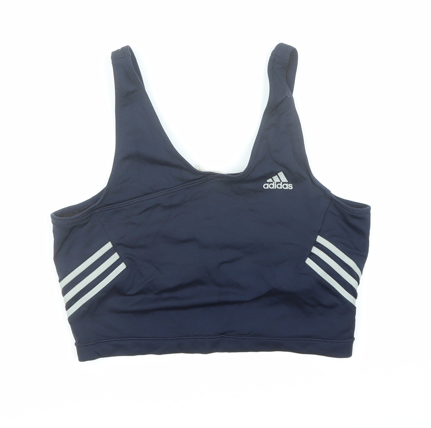 adida Womens Blue Polyester Cropped Tank Size M V-Neck Pullover - Estimated Size M