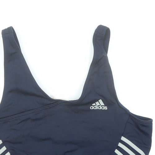 adida Womens Blue Polyester Cropped Tank Size M V-Neck Pullover - Estimated Size M