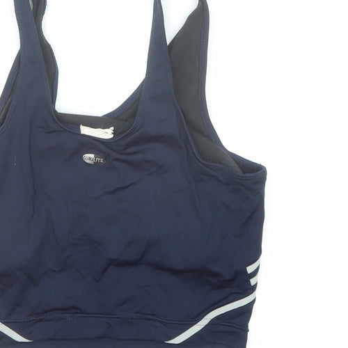 adida Womens Blue Polyester Cropped Tank Size M V-Neck Pullover - Estimated Size M