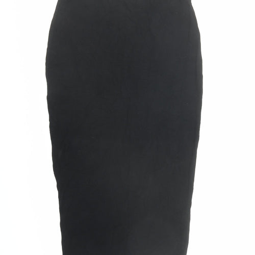 Boohoo Womens Black Viscose Bandage Skirt Size 6 - Elasticated Waist