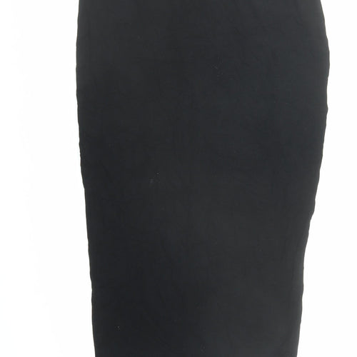 Boohoo Womens Black Viscose Bandage Skirt Size 6 - Elasticated Waist