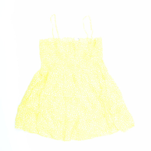 H&M Womens Yellow Floral 100% Cotton Camisole Tank Size 12 Square Neck