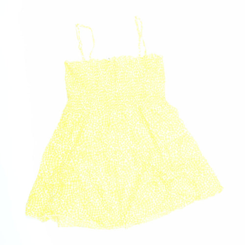 H&M Womens Yellow Floral 100% Cotton Camisole Tank Size 12 Square Neck