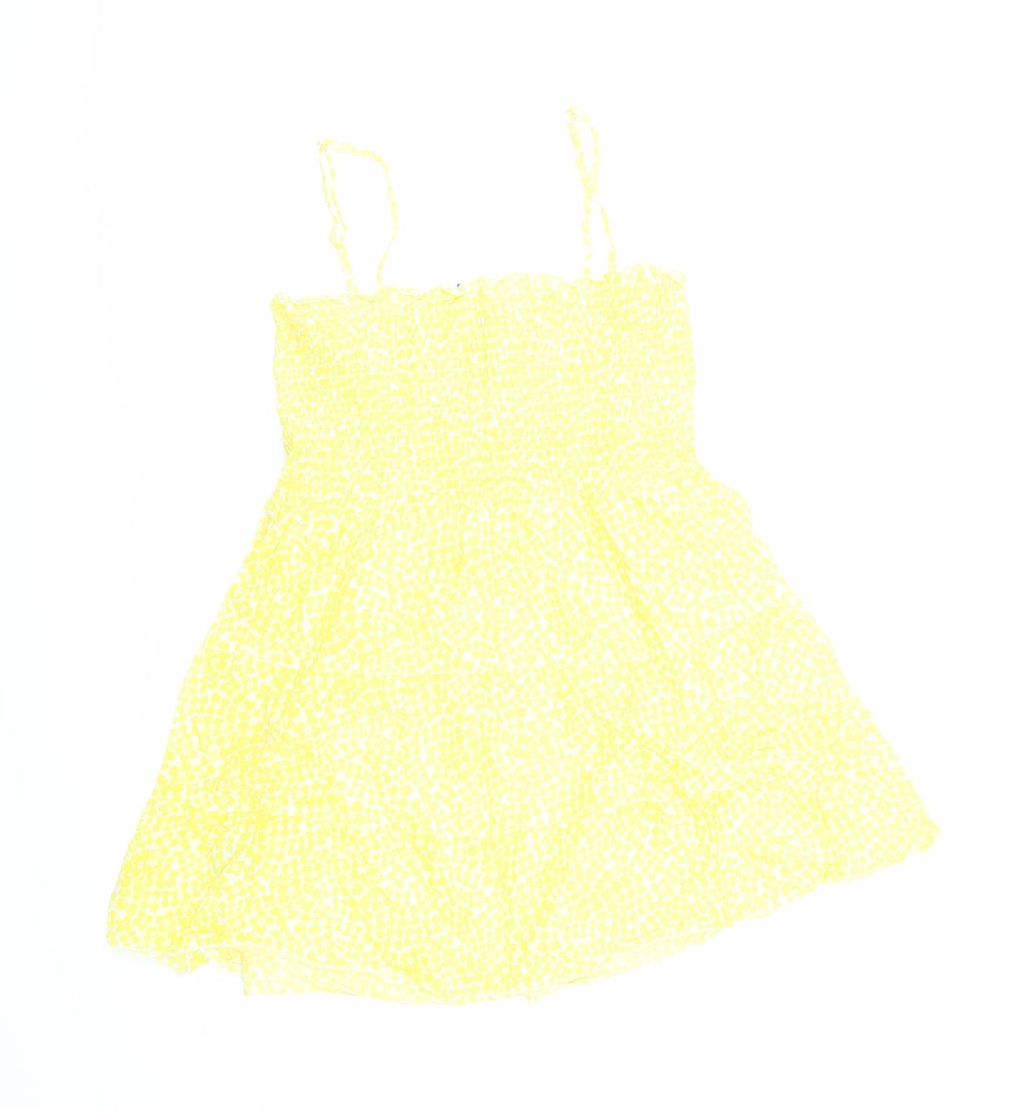 H&M Womens Yellow Floral 100% Cotton Camisole Tank Size 12 Square Neck