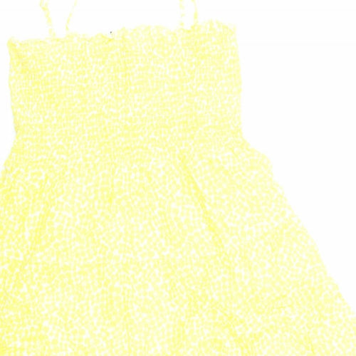 H&M Womens Yellow Floral 100% Cotton Camisole Tank Size 12 Square Neck