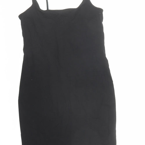 NEXT Womens Black Cotton Tank Dress Size 10 Round Neck Pullover