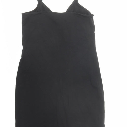 NEXT Womens Black Cotton Tank Dress Size 10 Round Neck Pullover