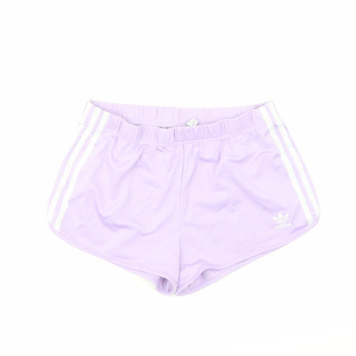 adidas Womens Purple Polyester Athletic Shorts Size 12 L3 in Regular - Elasticated Waist