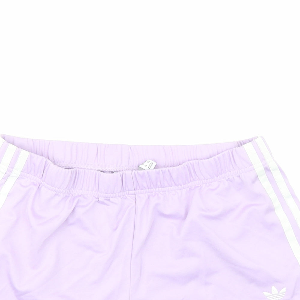 adidas Womens Purple Polyester Athletic Shorts Size 12 L3 in Regular - Elasticated Waist