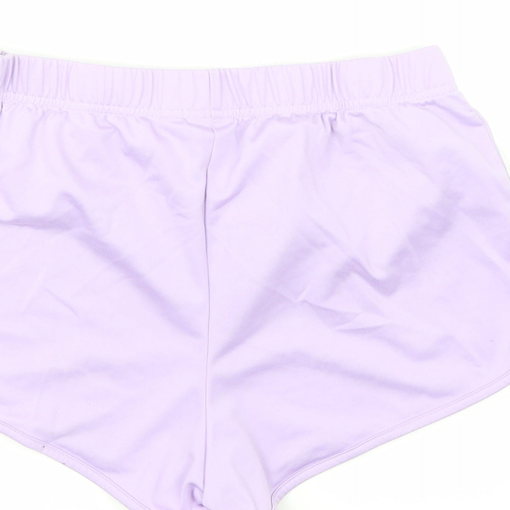 adidas Womens Purple Polyester Athletic Shorts Size 12 L3 in Regular - Elasticated Waist
