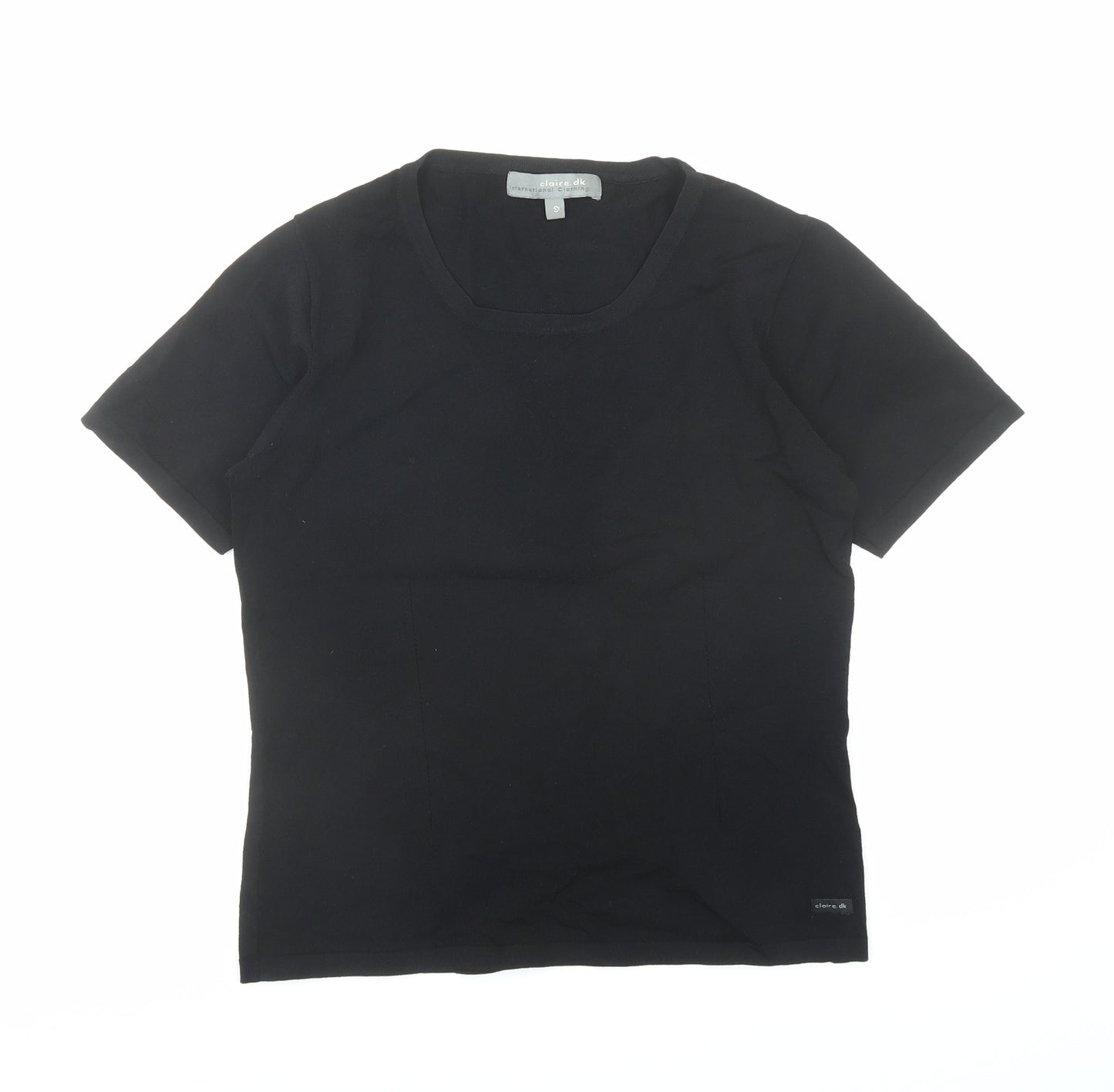 Claire.Dk Womens Black Round Neck Viscose Pullover Jumper Size S