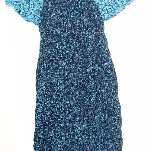 Gallery Womens Blue Polka Dot Viscose A-Line Size 14 V-Neck Pullover