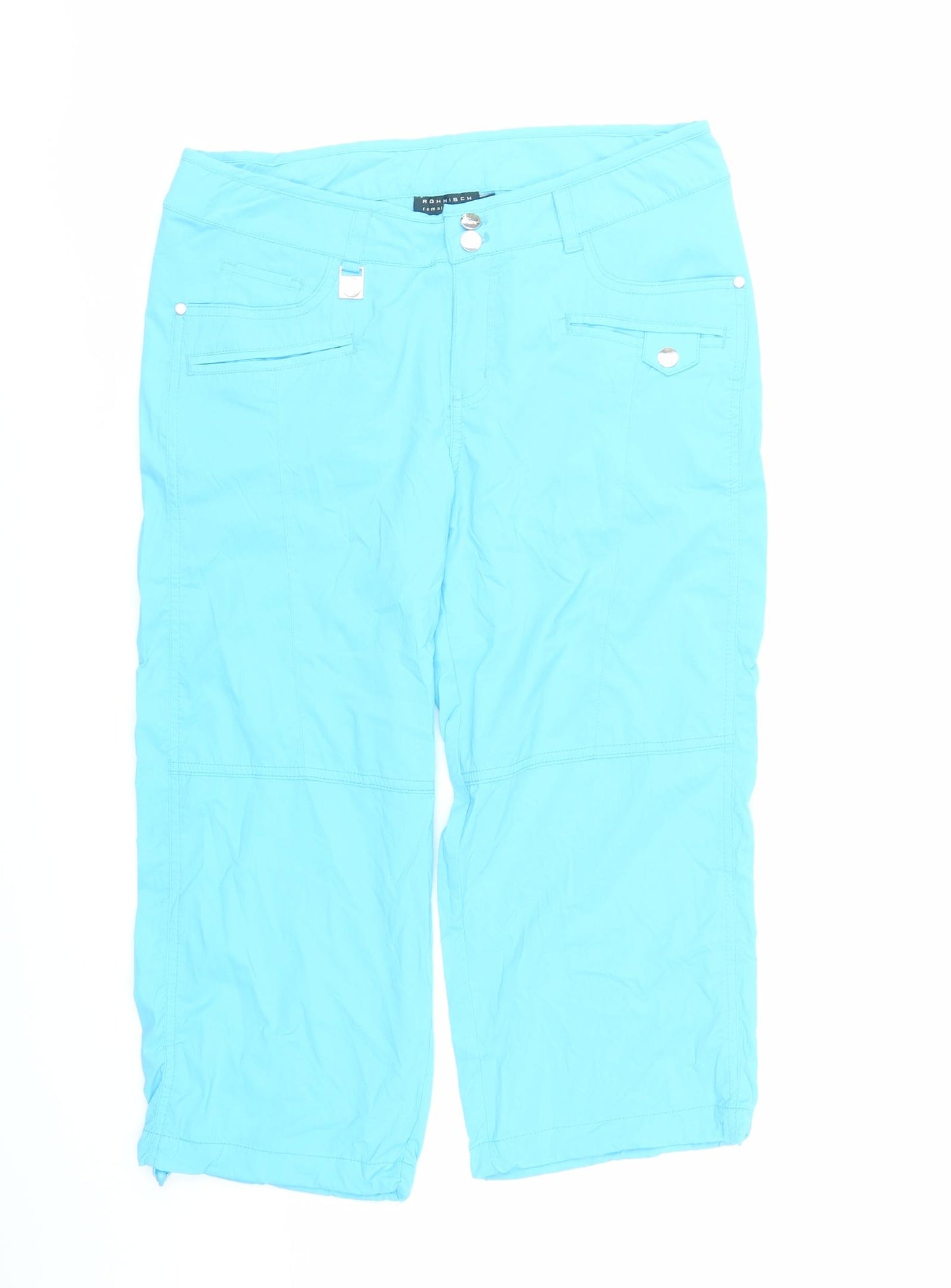 Rohnisch Womens Blue Polyamide Cropped Trousers Size M L21 in Regular Zip - Pockets
