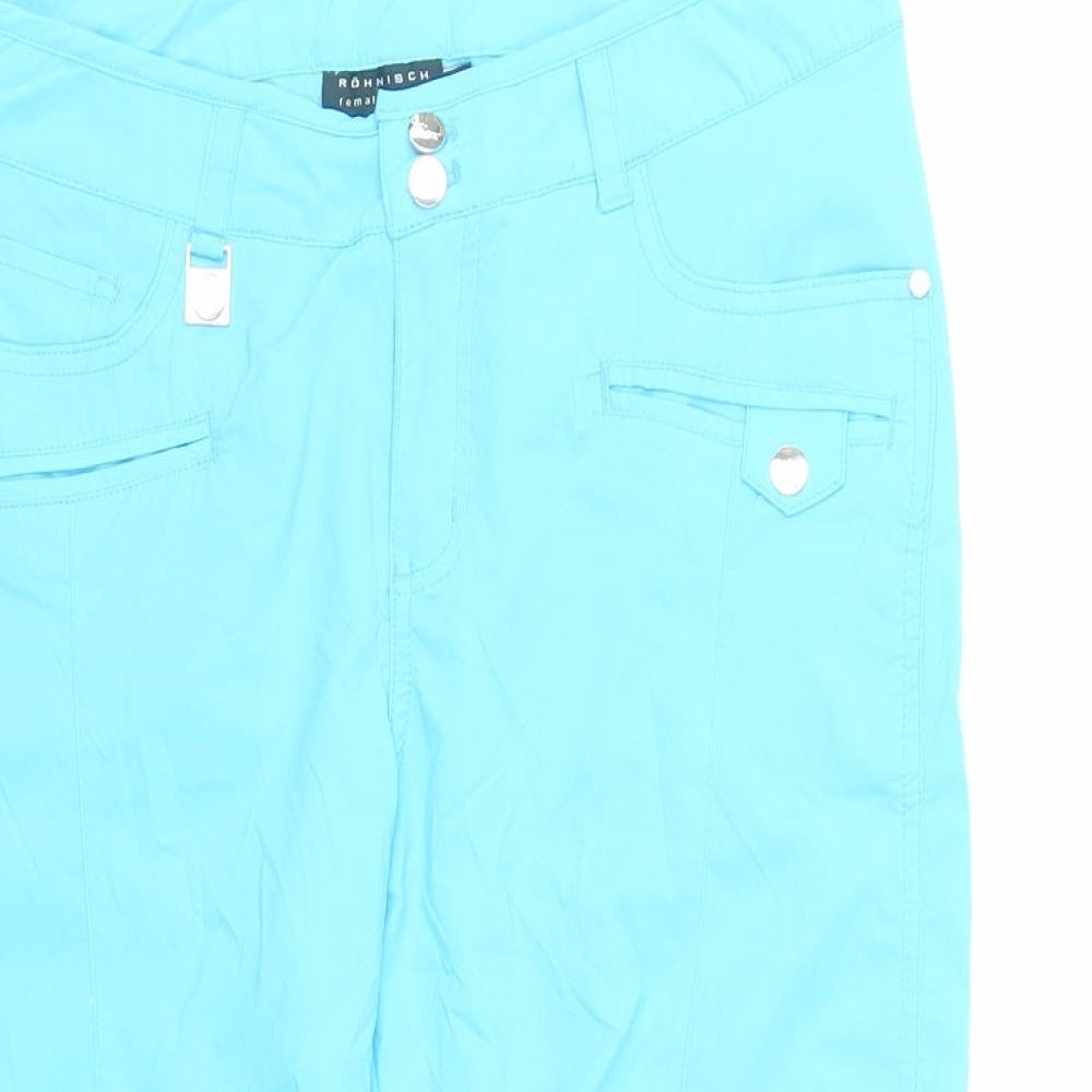 Rohnisch Womens Blue Polyamide Cropped Trousers Size M L21 in Regular Zip - Pockets